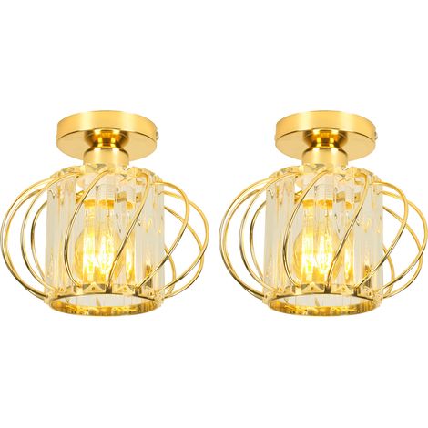NORCKS Modern Glass Round Ceiling Light, E27, Diameter 20 cm, Easy to Install, Gold 2PCS (1/5)