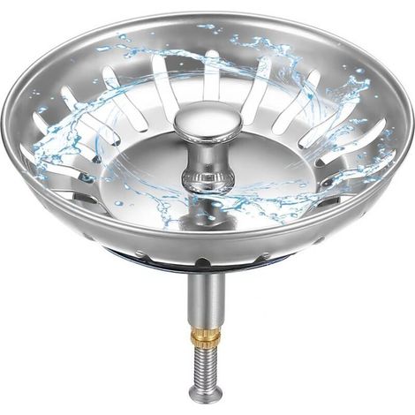 Filtre à Évier de Cuisine Ø 79mm, 1 Filtre Bouchon Evier Cuisine avec Hauteur Réglable, Bouchon Evier Cuisine en Acier Inoxydable 304, Bonde Evier (1/4)
