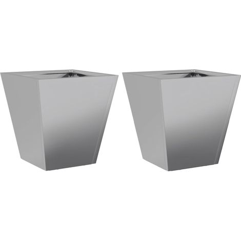 Vaso per fioriera aiuola rialzata piante fiori giardino terrazze set da 2 30 x 30 x 30 cm acciaio zincato grigio 020038920