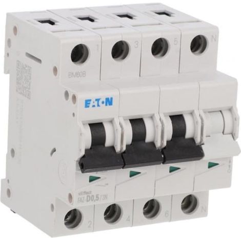 Interruttore automatico 3P+N D 0,5A 15kA AC FAZ-D0,5/3N 278982