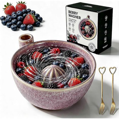 Bol en céramique bol à fruits à rotation automatique avec centre surélevé et trous de drainage (1/5)