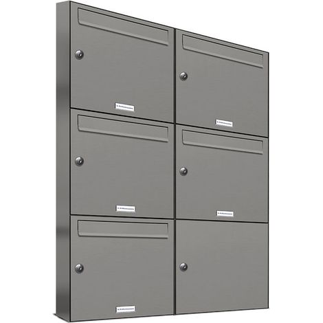 5er Premium Briefkasten Aluminiumgrau RAL Farbe 9007 für Außen Wand Postkasten 2x3 (1/5)