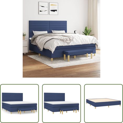 vidaXL Kopfteil - Boxspringbett mit Matratze Blau 160x200 cm Stoff (1/5)