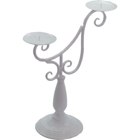 Portacandele metallo arezzo bianco 2 posti cm31x15,5h44 (1/3)