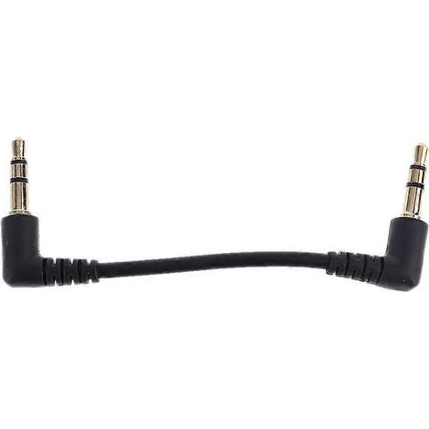 Câble audio noir double coudé à 90° avec prise jack audio mâle-mâle 3,5 mm stéréo pour haut-parleurs de voiture (1/5)
