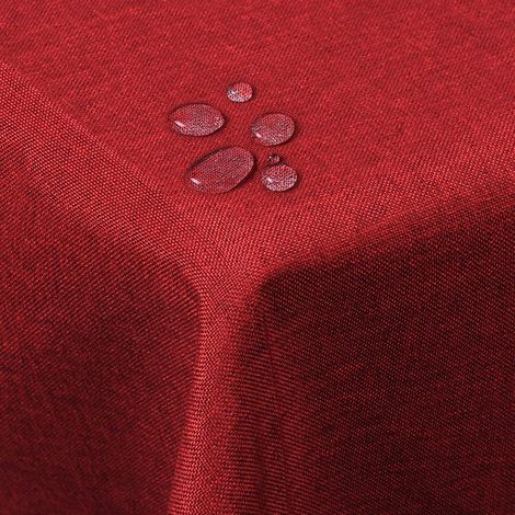 Nappe de Table WOLTU, Aspect Lin, Décoration de Table Imperméable, 130 x 160 cm, Rouge (1/4)