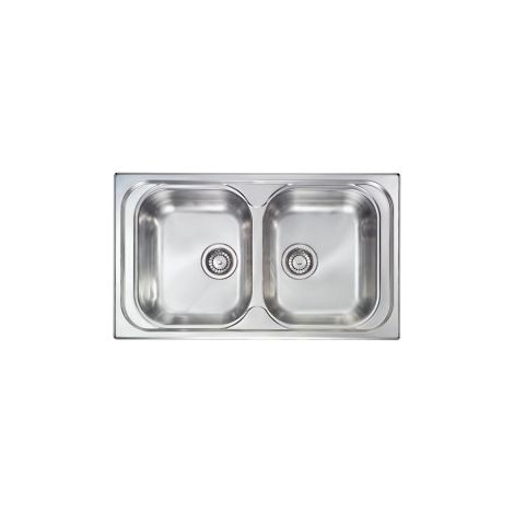 CM 010544XCSSX Atlantic Lavello da Incasso 2 Vasche 86x50 cm Acciaio Inox AISI 304 con Sifone e Piletta colore Inox (1/5)