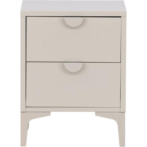 Piring table de nuit 2 tiroirs acier beige. (1/5)