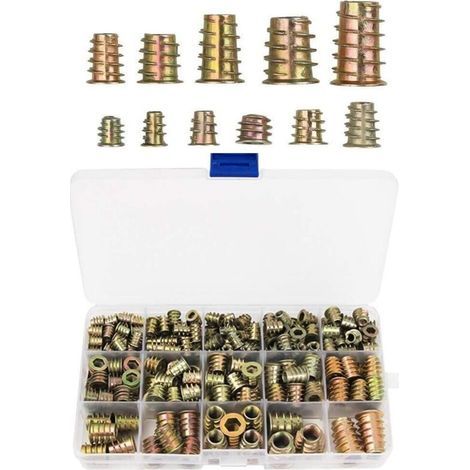 230 Stück Gewindeeinsätze aus Zinklegierung, M4 M5 M6 M8 M10 Muttern für Holzmöbel (1/4)