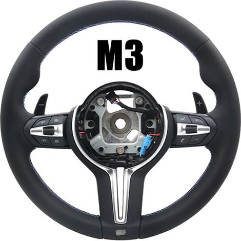 Volante de cuero sintético, fácil instalación, negro M3 (1/2)
