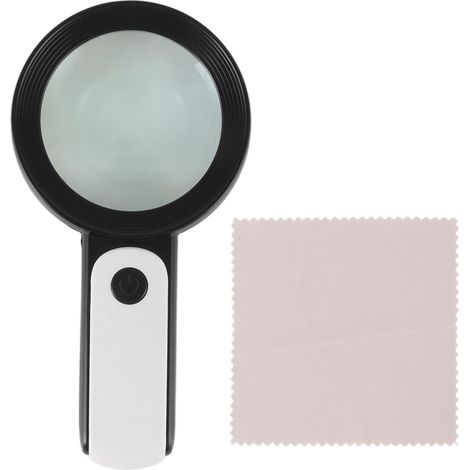 30-fache beleuchtete Lupe mit 18 LEDs und 3 Helligkeitsstufen zum Lesen und Prüfen – Schwarzweiß (1/5)