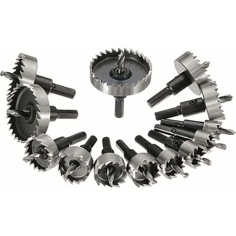 Lot De 13 Scies-Cloches En Métal De 16 À 53 Mm En Acier Tungstène, Kit D'outils De Découpe Pour Acier Inoxydable, Fer, Plaque De Cuivre, Bois (1/4)