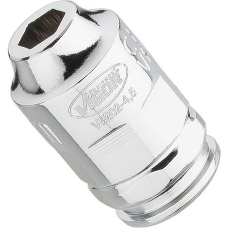 VIGOR Douille plate super fine V5202-4.5 Carré creux 6,3 mm (1/4 pouce) Profil hexagonal extérieur 4.5 (1/4)