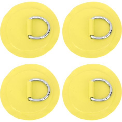 Patch rond léger en PVC avec anneau en D pour bateau gonflable, planche de surf, stand up paddle (lot de 4) - Jaune (1/5)