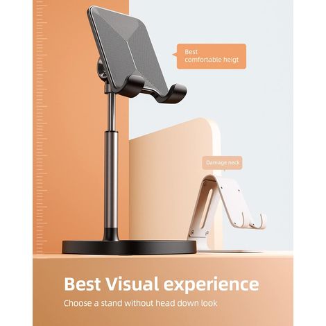 Support Téléphone Portable - Réglable En Hauteur Et En Angle - Base Poids Lourd Anti-Dérapante - Compatible Tous Smartphones Et Tablettes 4 À 10 Pouces - 1 Pièce (1/5)