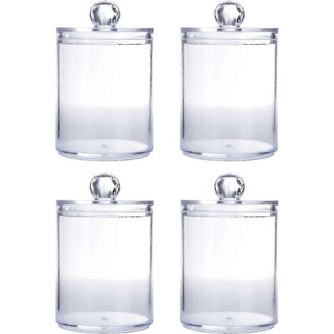Bocaux d'apothicaire sophistiqués en verre cristal pour accessoires de salle de bain, bocaux en verre transparent avec couvercles amovibles pour l'organisation de votre coiffeuse, décoratifs (1/5)