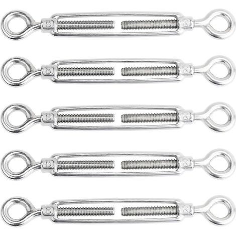 Lot de 5 tendeurs de câble à œillet réglables en acier inoxydable M8 (1/5)