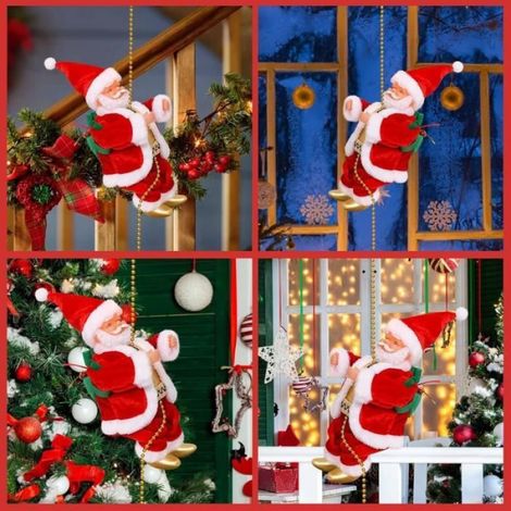 1 Jouet Père Noël, échelle de corde, mouvement musical, peluche et plastique, décoration intérieure de Noël (1/3)