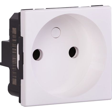LEGRAND 077110 PRISE DE COURANT 2P MOSAIC AVEC CONNEXION PAR BORNES AUTOMATIQUES, 2 MODULES, BLANC