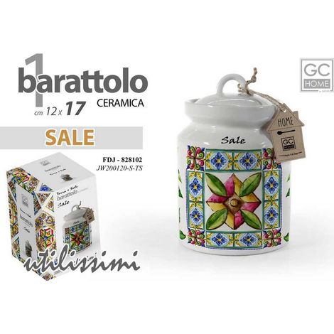 Barattolo Contenitore da Cucina in Ceramica Sale Terra e Sole 17 cm