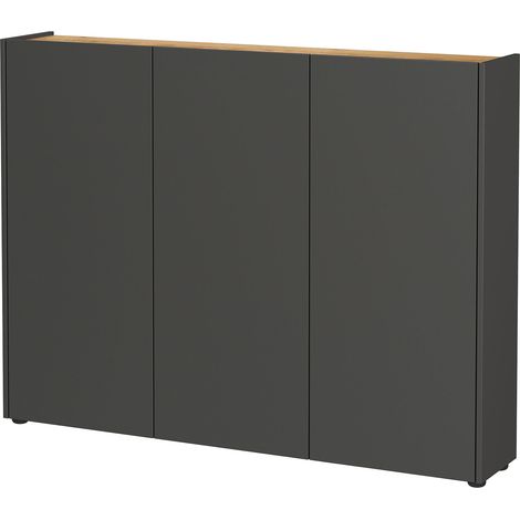 Meuble d'entrée suspendu 138x25x105 cm gris foncé et chêne - TREDY