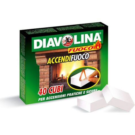 Diavolina accendifuoco ecologica legno naturale e paraffina 28 cubi per accendere camini grill stufe (1/2)