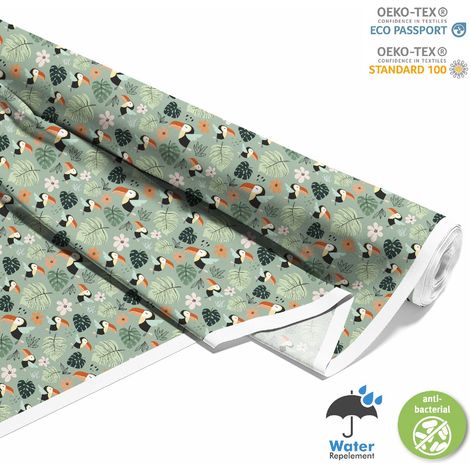 Outdoor dekostoffe oxford - Motiv Tukan Blätter Blumen (1/5)