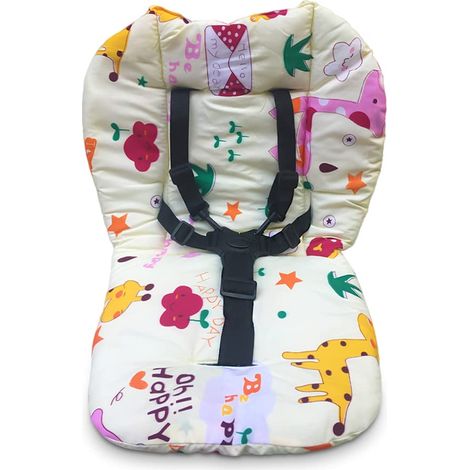 Coussin et sangles pour chaise haute – Lot de 1 – Matelassé, harnais 5 points – Girafe – Confort bébé (1/5)