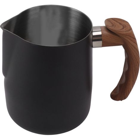 Tasse à mousser le lait avec graduation intérieure, bec verseur anti-gouttes, cafetière vapeur en acier inoxydable 304 avec poignée, noir mat, 600 ml (1/5)