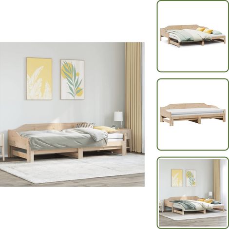 The Living Store Divano Letto con Letto Estraibile 90x190 cm Legno Massello Pino - Letto estraibile