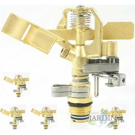 5 Stück Sprinkler aus Messing 1/2'', einstellbar. Reichweite 10-15 m. Durchflussrate 9-20 Liter/Minute