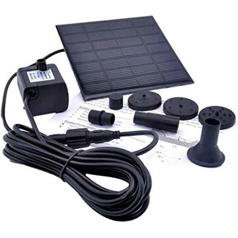 La pompe à eau solaire décorative Lelestar 7V 140mA pour bain d'oiseaux, avec ses 2 connecteurs de buse, est idéale pour l'oxygénation des jardins extérieurs, des aquariums, des rocailles et autres ba (1/5)