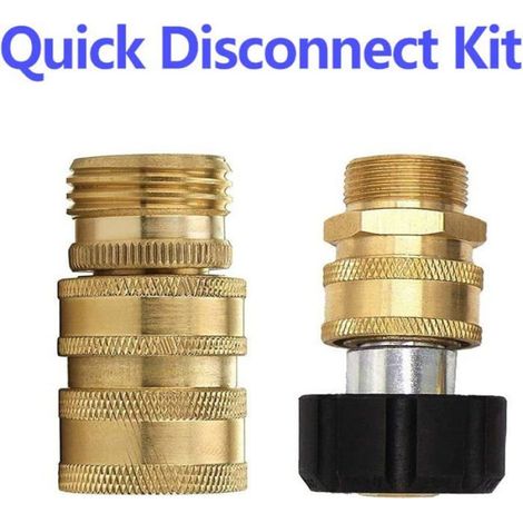 Connecteurs Raccord Pour Nettoyeur Haute Pression, Laiton Sans Plomb, 5000 Psi, Kit De Raccords Rapides M22 14mm 3/8" 3/4" (1/5)