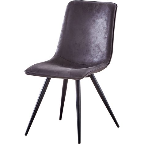 Chaise de salle à manger moderne en tissu gris Marthe (1/3)