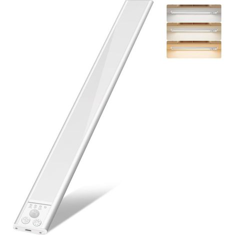 Éclairage sous meuble de cuisine, lampe rechargeable avec détecteur de mouvement de 1500 mAh, intensité réglable et 3 températures de couleur, 40 cm