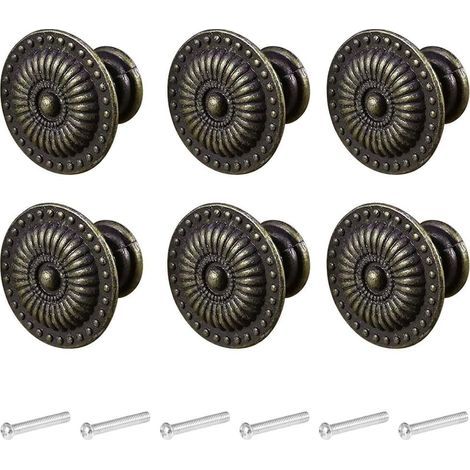 Furniture Knobs, 6 Pieces Drawer Knobs, Vintage Cabinet Knobs, for Dresser Kitchen Cabinets, Bronze Style (Bronze) (1/5)