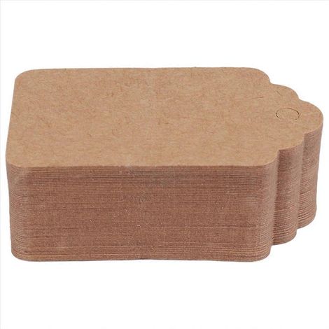 Lot de 50 cartes rustiques en papier kraft festonné 40 mm x 70 mm, étiquette brune vierge (1/5)