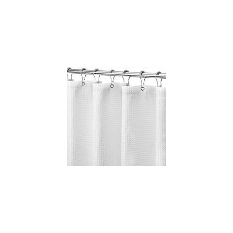 Weißer Waffel-Duschvorhang 180×200 cm – Hochwertiges, strapazierfähiges Material, schimmelresistent, schnelltrocknend – wasserdicht, mit 12 Metallringen – Modernes Badezimmer (1/5)