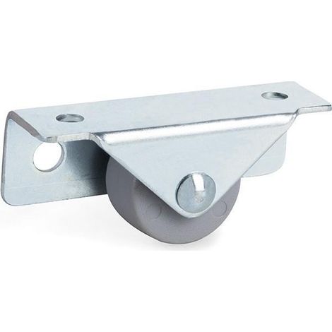 rueda fija noria aro de goma ø25 h28 p/nido soporte de acero zincado. aro goma gris. (1/2)