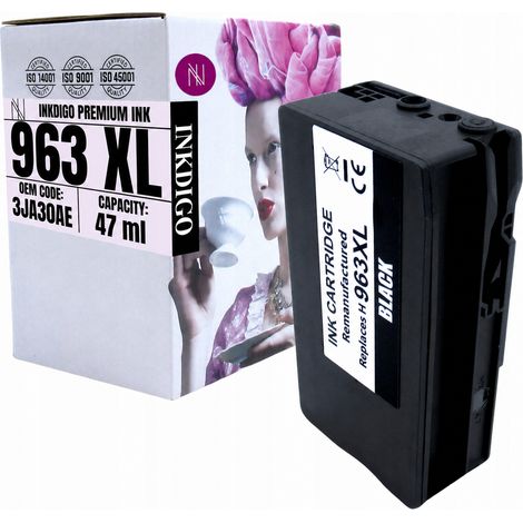 Tinta Inkdigo 963XL compatible con HP OfficeJet Pro 9010, 9019, 9026 y 9010e. Certificación TÜV. (1/5)