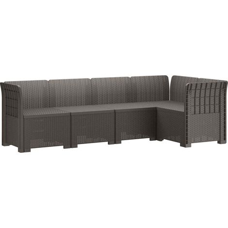 5-Seater Garden Sofa Rattan Look PP Light Grey vidaXL (1/5)