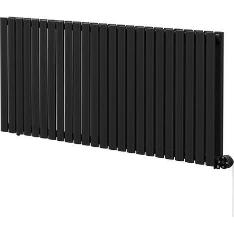 Boone Colore Matt Black 600mm x 1440mm Horizontal Digital Thermostatic Electric Double Panel Radiator (1/5)