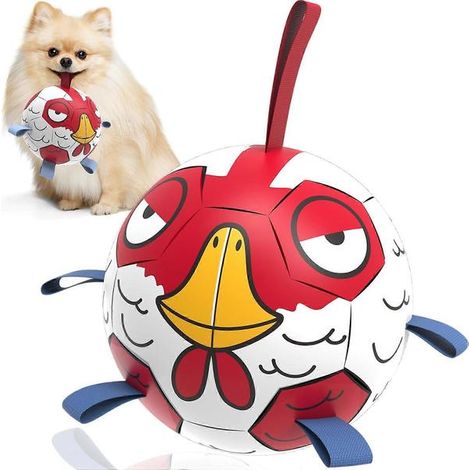 Balles pour chien, ballon de football pour chien avec sangles, balles pour chiens, jouet d'extérieur pour chiots et chiens de petite et moyenne taille, cadeau d'anniversaire, 15 cm, chic (1/5)