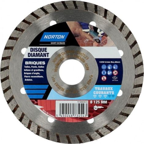 NORTON segmentierte Diamanttrennscheibe für Ziegel, Durchmesser 125 mm NORTON