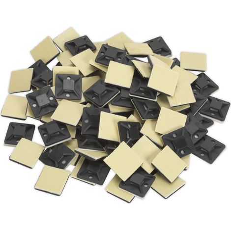 Sealey Self-Adhesive Cable Tie Mount 20 x 20mm Black Pack of 100 CTM2020B