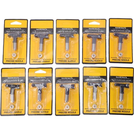 Embouts de pulvérisation réversibles, 10 pièces, buses de pistolet de pulvérisation sans air et 10 bagues d'étanchéité 109 213 315 411 417 515 517 519 521 623 (1/5)