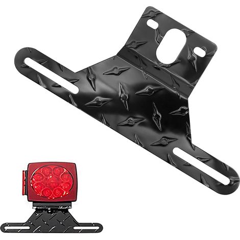 Support de feu de plaque d'immatriculation pour remorque de camping-car/quad, en alliage d'aluminium avec surface antidérapante en relief. (1/5)