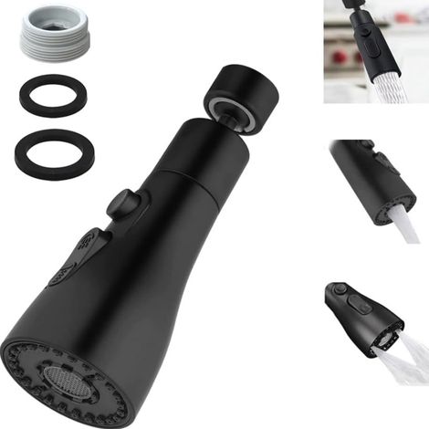 Embout robinet cuisine 360° 3 modes noir pour FM22, douchette adaptable (1/5)