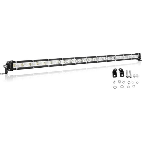 13 Pouces 60W Flood Ultra Slim Rangée Unique LED Barre de lumière Faisceau de Point avec Support de Montage pour Tout-Terrain Ranger ATV UTV SUV