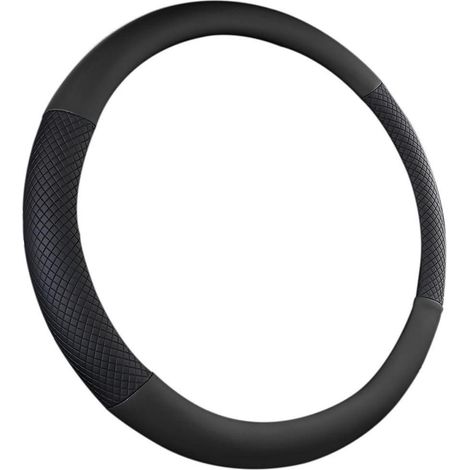 Lenkradbezug Auto Schwarz Anti-Rutsch Leder Atmungsaktiv Universalgröße 37-38cm (1/5)